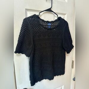 Gap Black Crocheted Crew Neck Sweater, Small